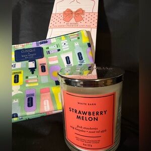 Kate Spade Clinique Cosmetic Bag, List Pad & White Barn Candle